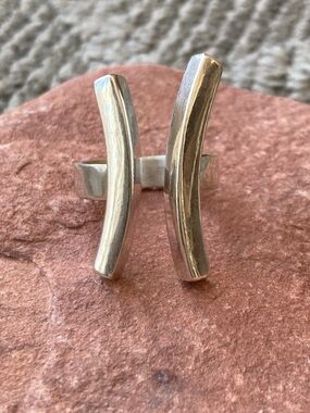 .925 Large Double Bar Sterling Silver Ring